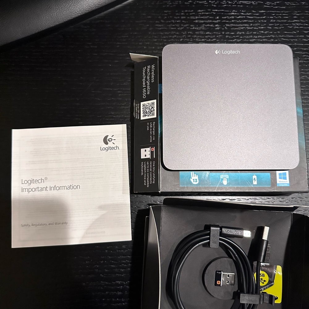 Logitech Touchpad- t650 Wireless Rechargeable Touchpad. Open box- Never Used.